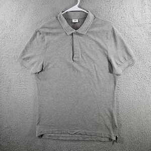 SPOKE Men Heather Grey Cotton Pique Slim Long Short Sleeve Polo Shirt Large